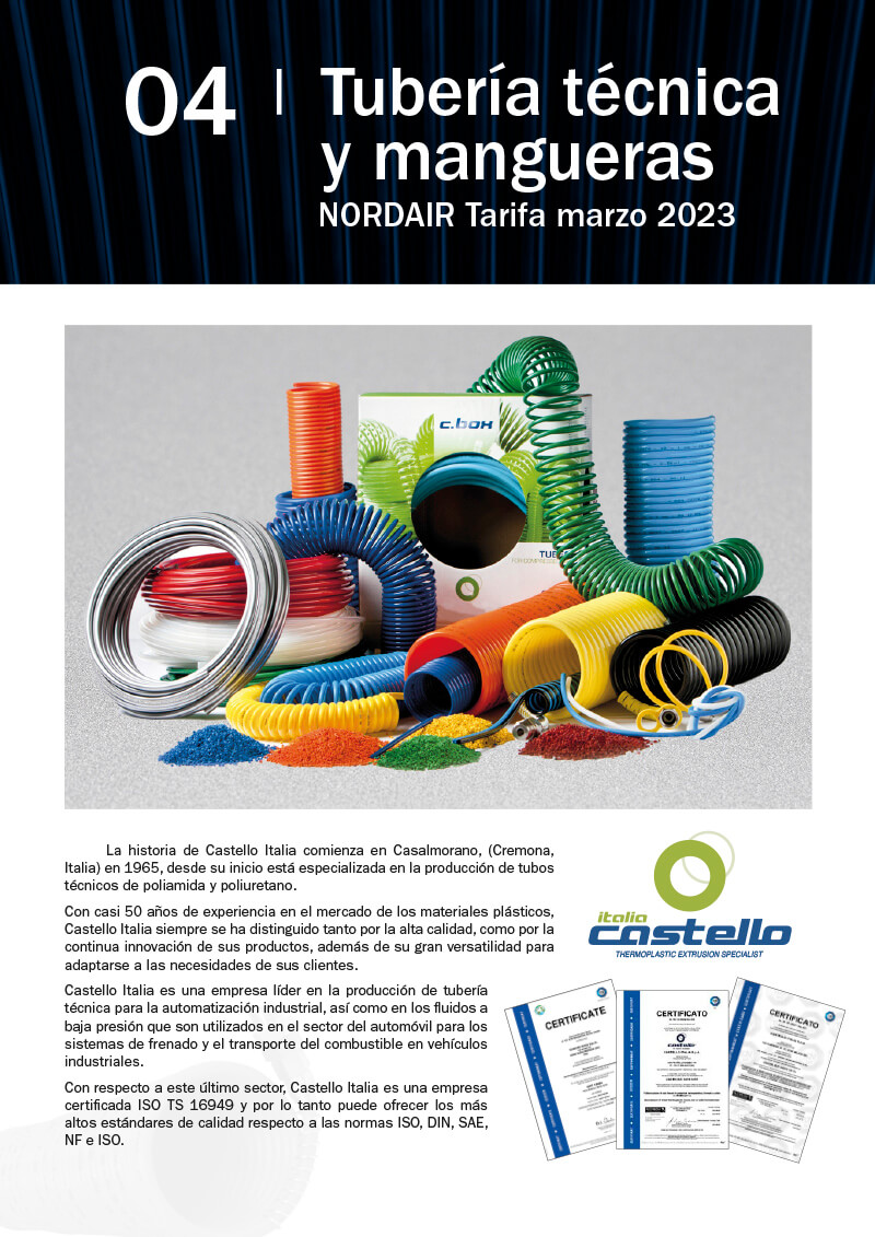 Nordair tarifa tubería técnica y mangueras 2023